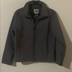 Quest Thinsulate Woman's Gray Diamond Pattern Zip Front & Cuffs Quilted Jacket.M